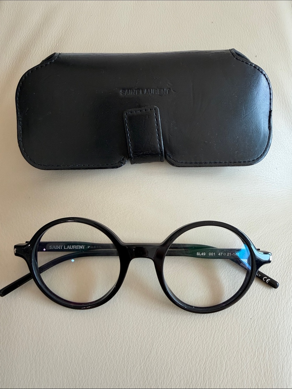 Saint Laurent Black Round-Frame Optical Glasses with Case
